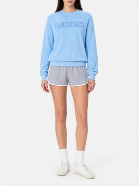 Sudadera Stardust de mujer en rizo de algodón azul claro 