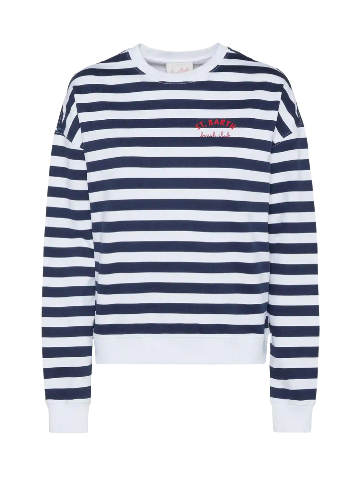 Stardust light cotton sweatshirt with St. Barth beach club embroidery - MC2 Saint Barth