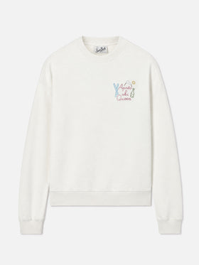 Sudadera Stardust de algodón en blanco con aplicación de strass Après Ski Queen 
