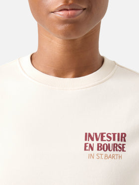 Sudadera con cuello redondo Stardust en algodón blanco con bordado Investir en Bourse 