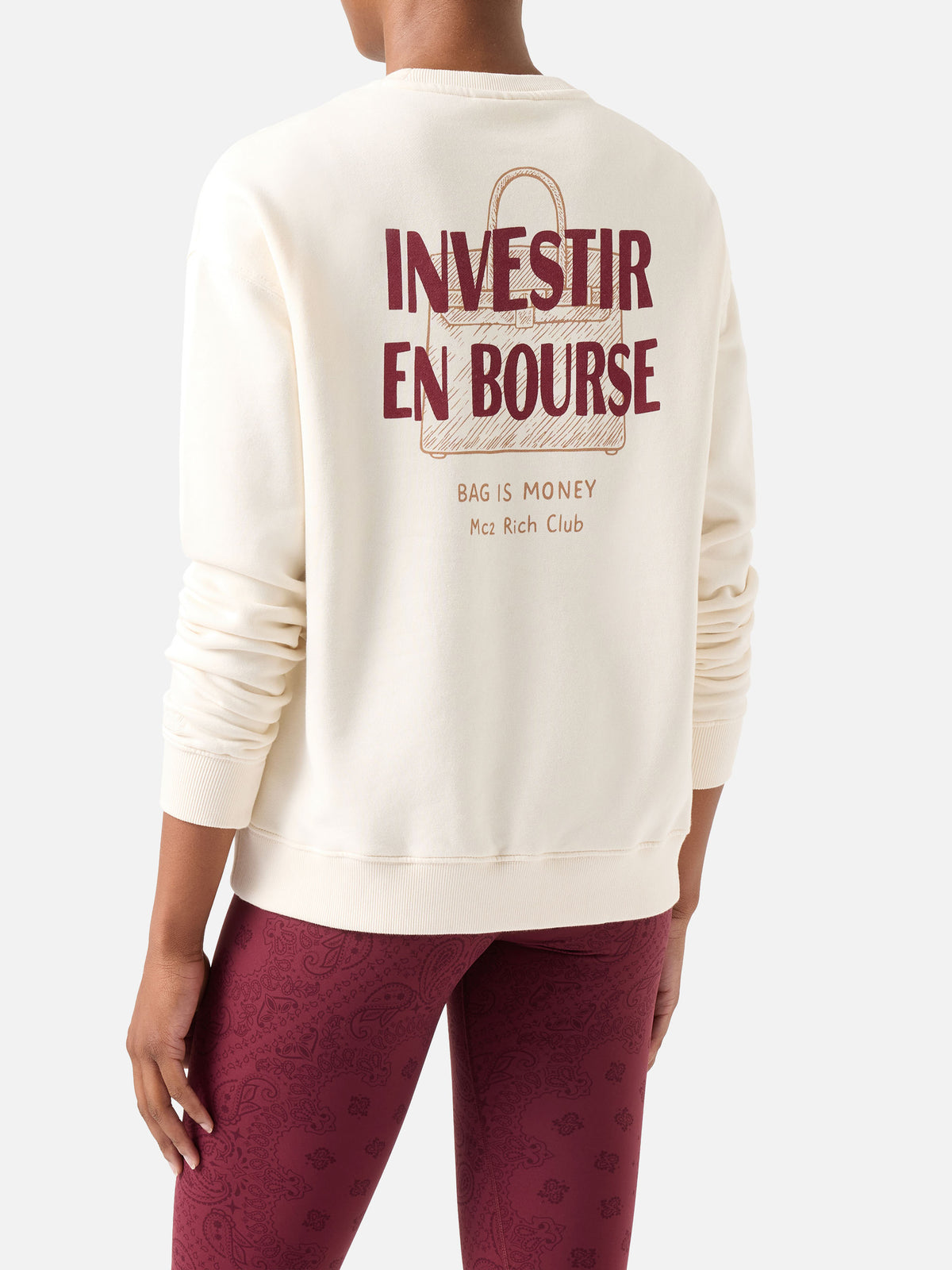 Sudadera con cuello redondo Stardust en algodón blanco con bordado Investir en Bourse 