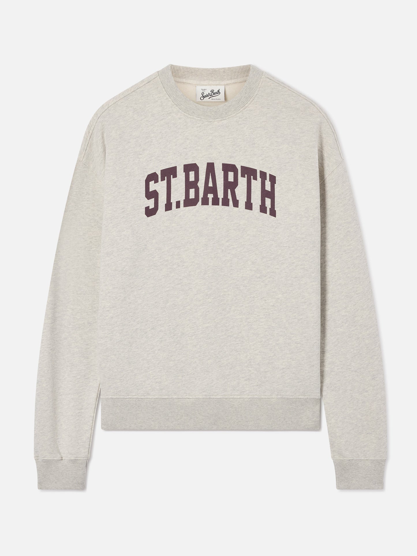 Stardust Rundhals-Sweatshirt aus grauer Baumwolle mit St. Barth-Print 