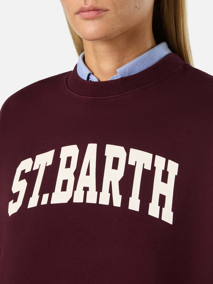 Felpa Stardust bordeaux con stampa St. Barth