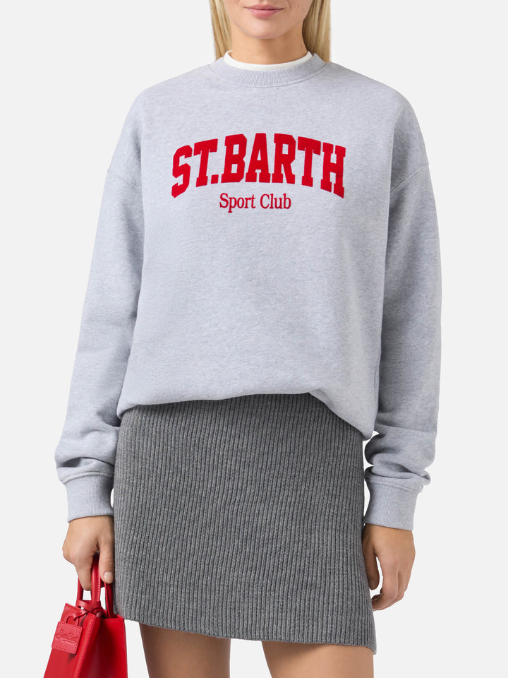 Felpa Stardust in cotone grigio con stampa flock St. Barth sport club