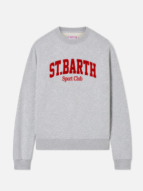 Felpa Stardust in cotone grigio con stampa flock St. Barth sport club