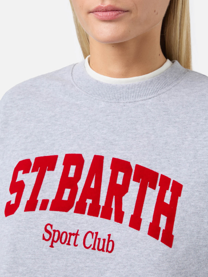 Felpa Stardust in cotone grigio con stampa flock St. Barth sport club