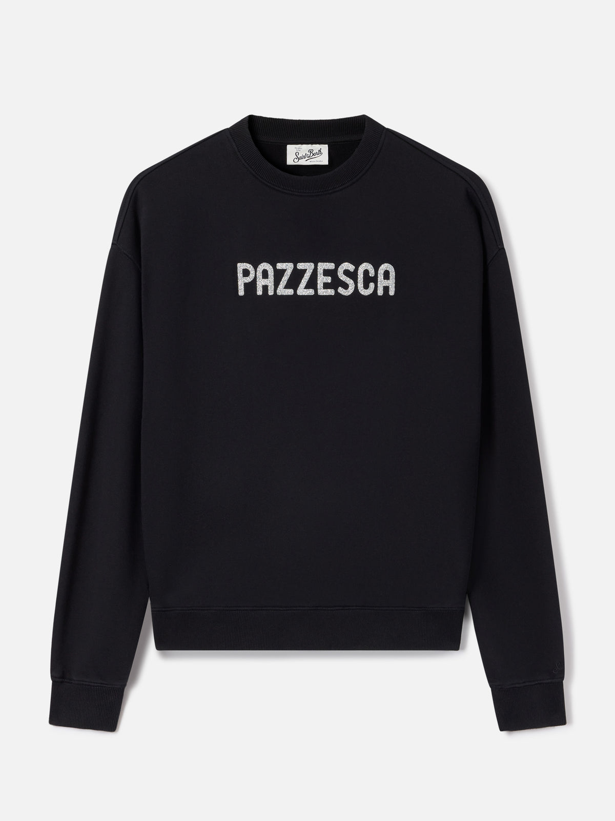 Black Stardust sweatshirt with Pazzesca glitter print