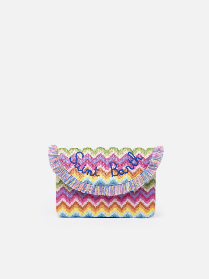 Pouch in paglia con charms frutta