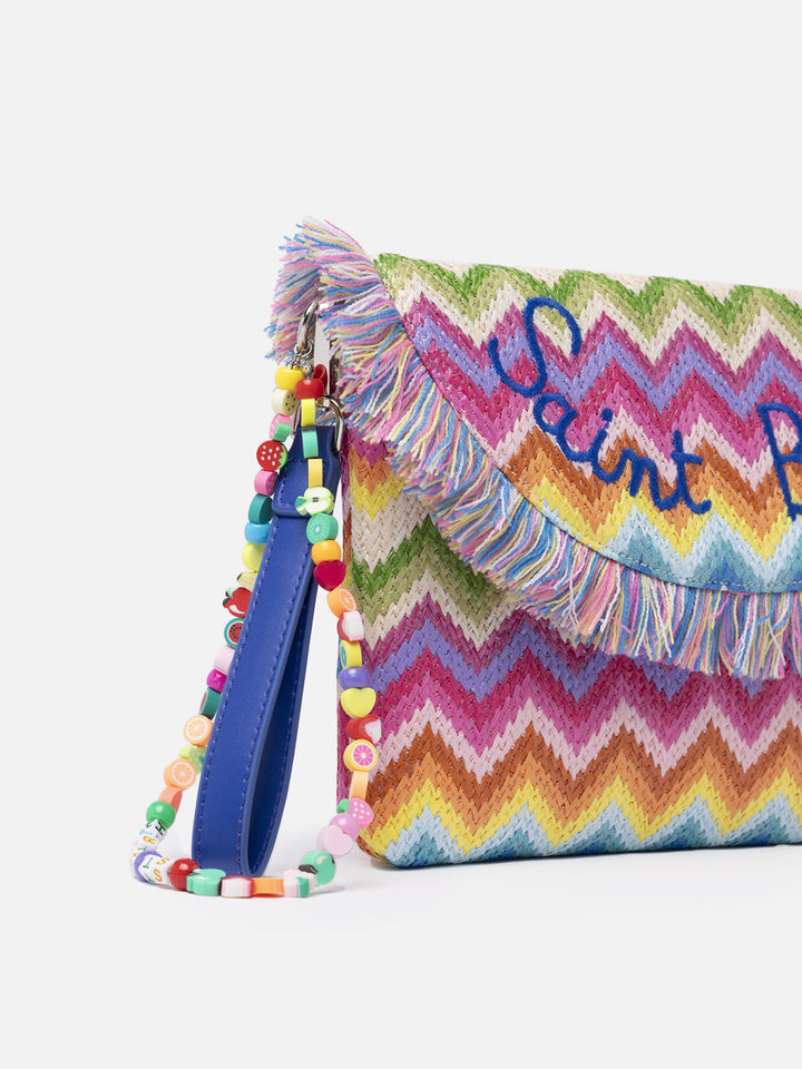 Pouch in paglia con charms frutta