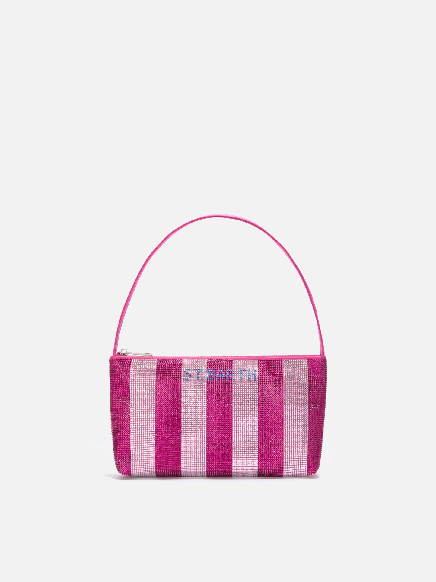 Mini-Tasche Strassy mit rosa und silbernen Strasssteinen