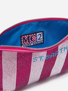 Mini-Tasche Strassy mit rosa und silbernen Strasssteinen