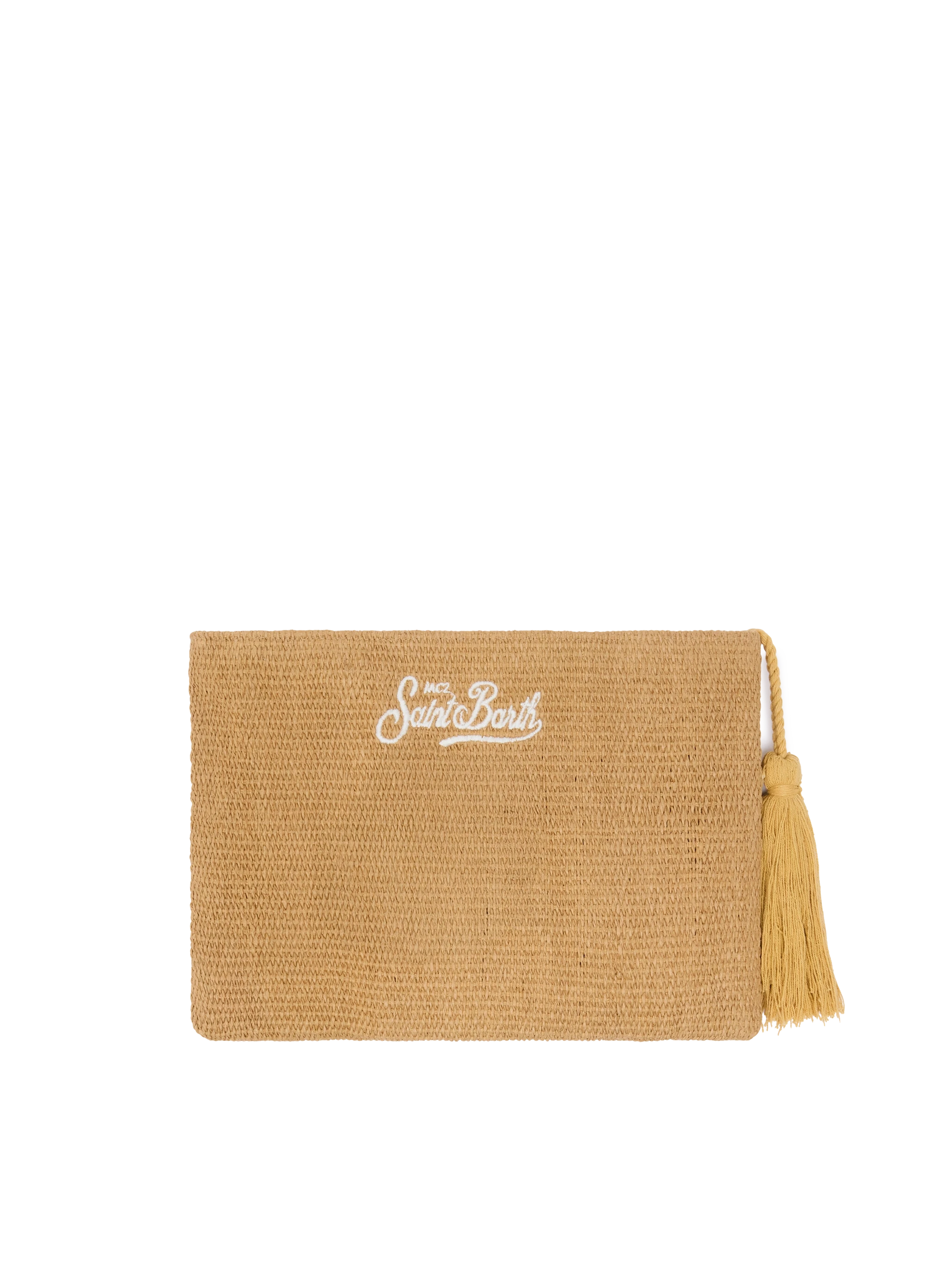 Beige Straw Pouch with daisy embroidery - MC2 Saint Barth