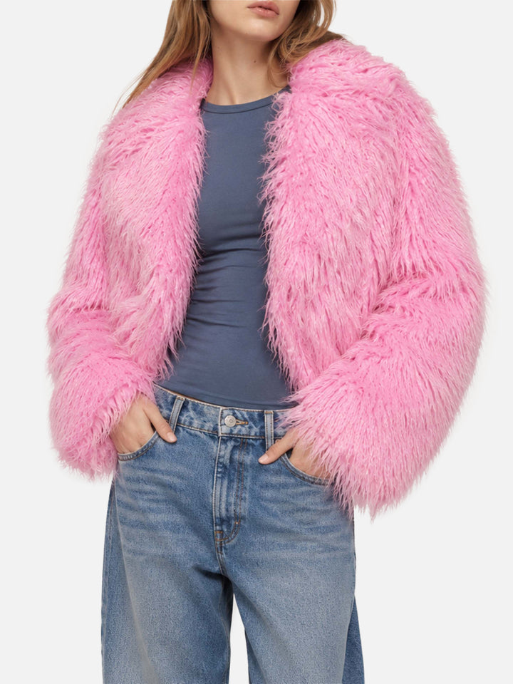 Chaqueta corta de pelo rosa Sully 