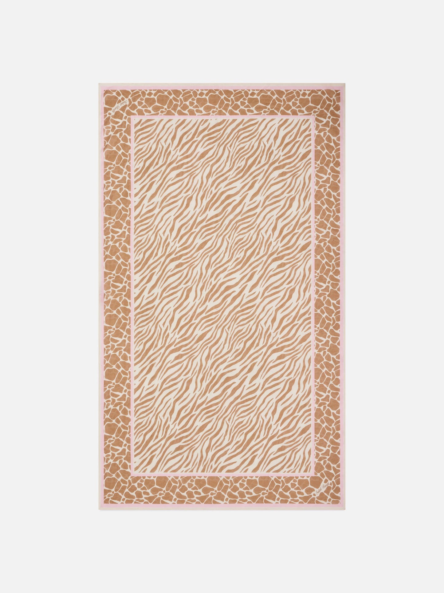 Langer Thaiti-Pareo aus Seidenmischung mit braunem Zebra-Animal-Print 