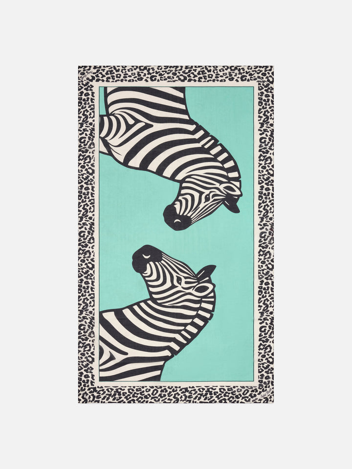 Thaiti long pareo in silk blend with savanna print