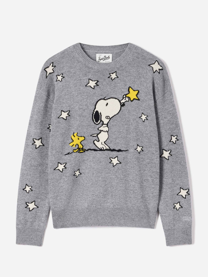 Grey Tessa wool and cashmere blend crewneck knit with Snoopy intarsia | Special edition
