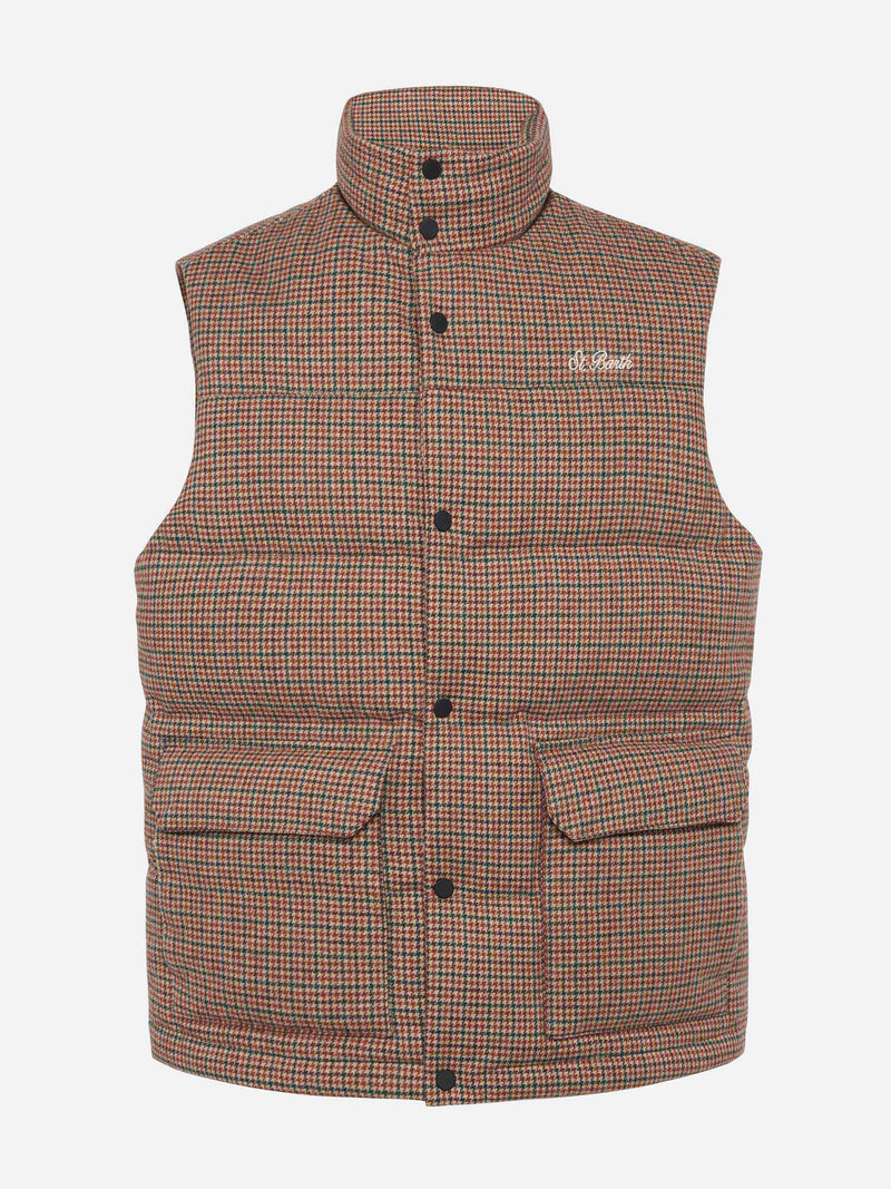 Down padded vest Thunder with pied de poul print