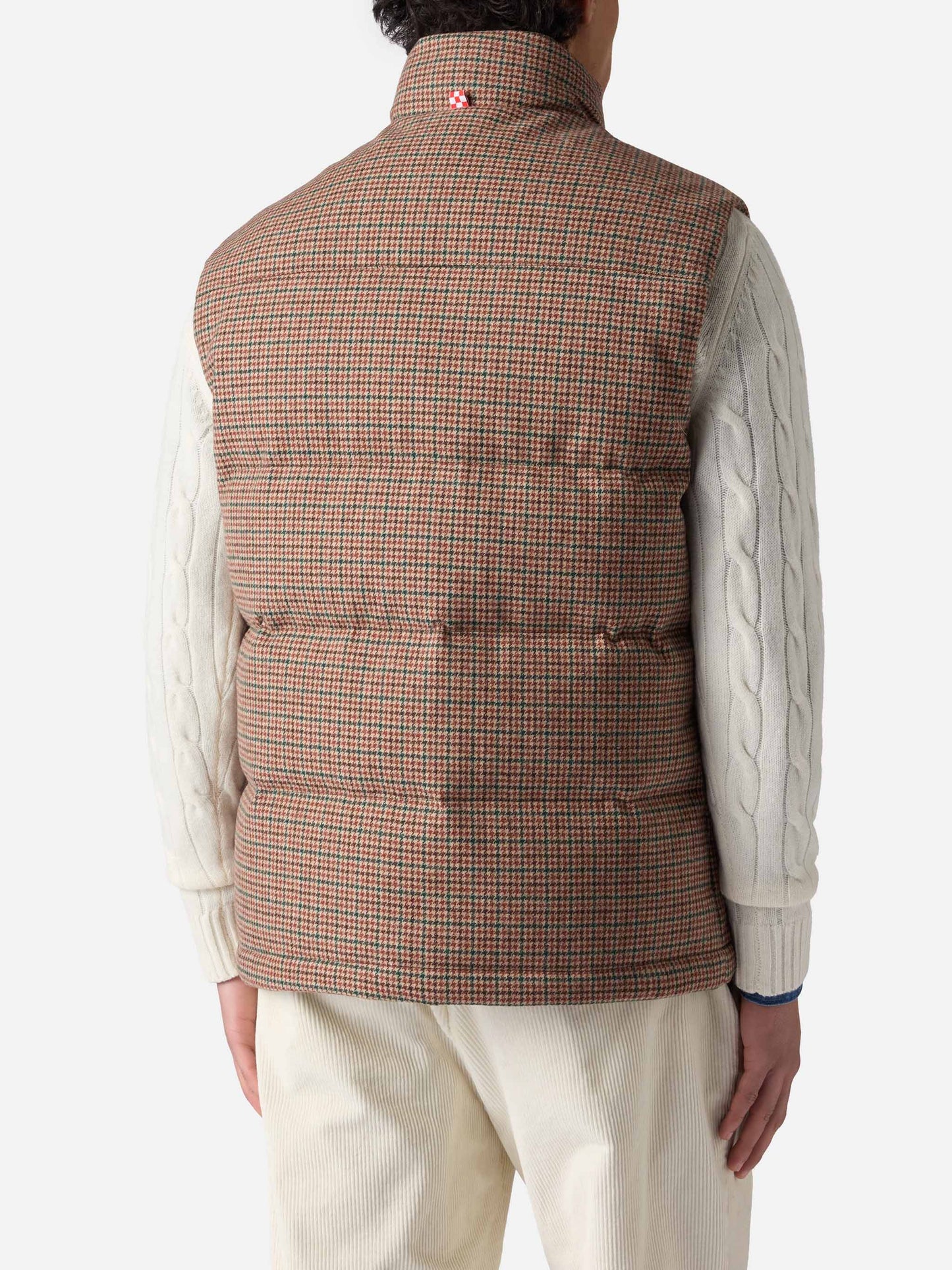 Down padded vest Thunder with pied de poul print