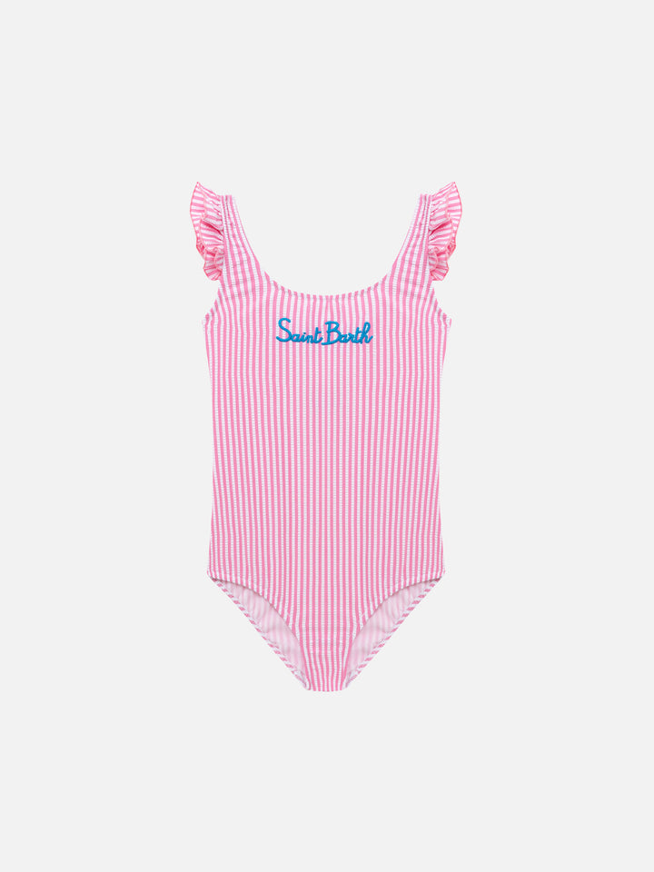 Tilda one-piece seersucker swimsuit with ruffled straps - MC2 Saint Barth