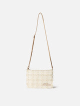 White tweed cross-body bag Tita with Saint Barth embroidery