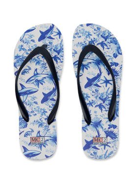 Flip flops Tommy with sharks print | AI CO-CREATED DESIGN BY RICKDICK - POWERED BY RED-EYE