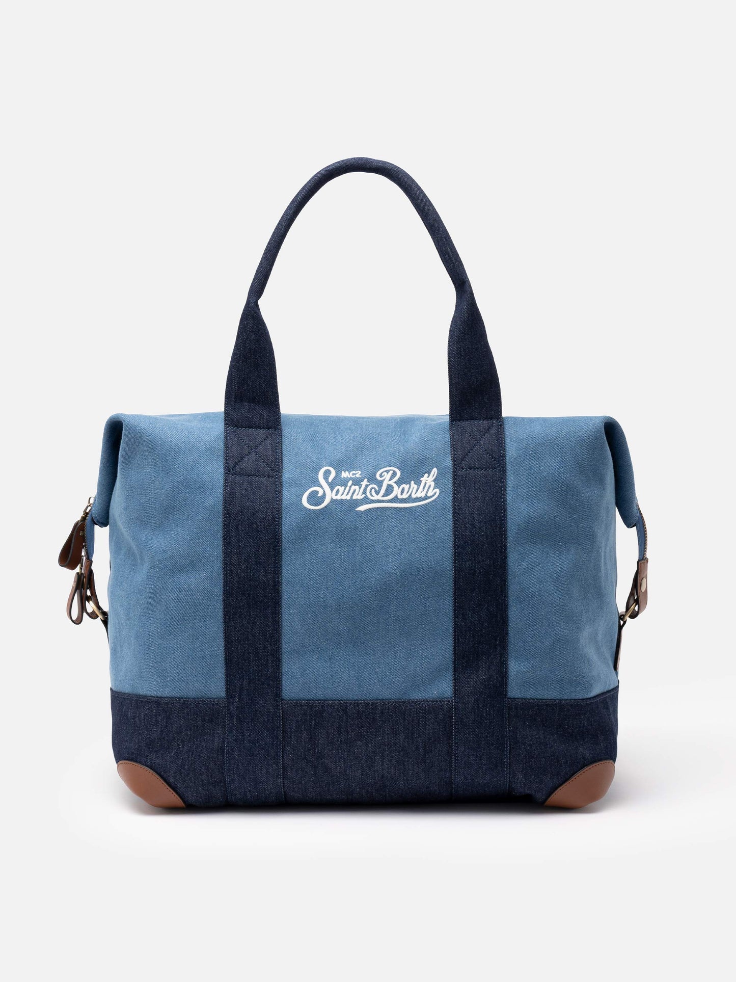 Travel duffel denim bag