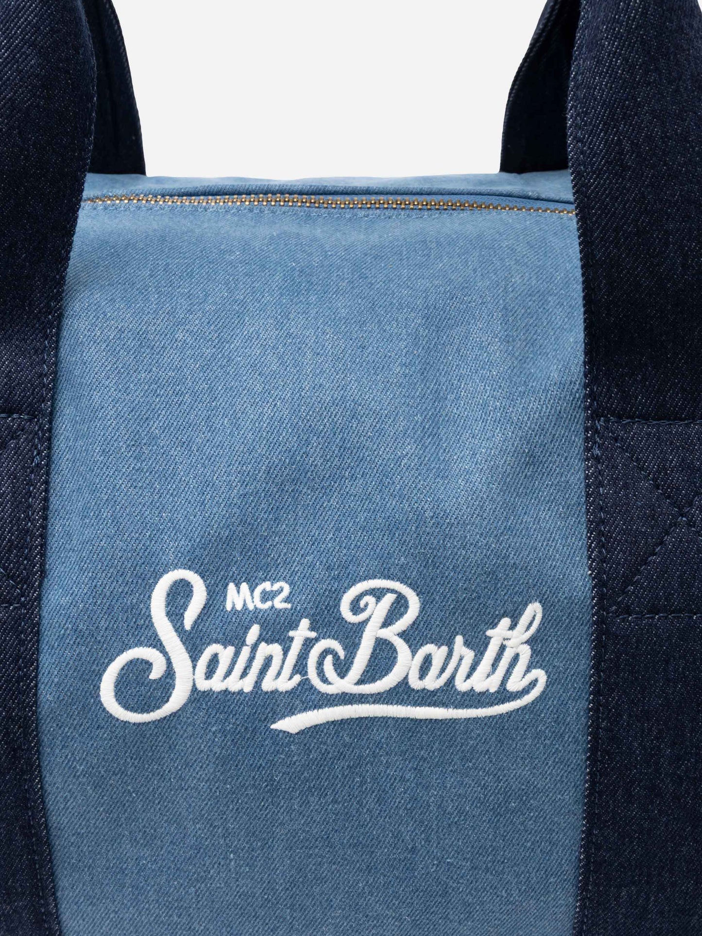 Travel duffel denim bag