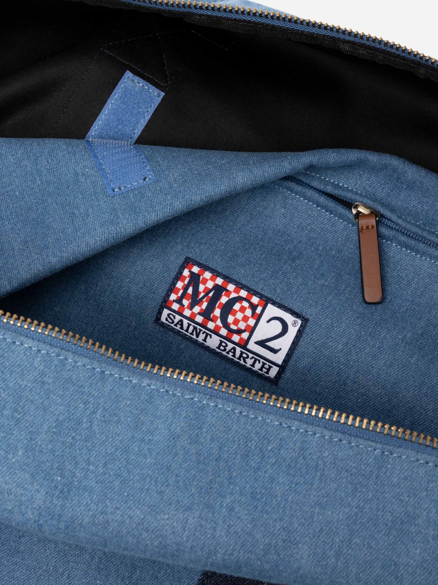 Travel duffel denim bag