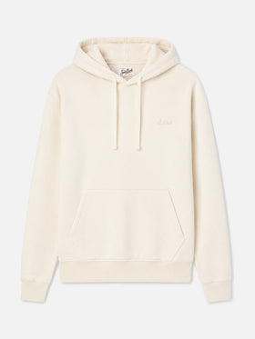 Tribeca cotton hoodie in cream with St. Barth embroidery