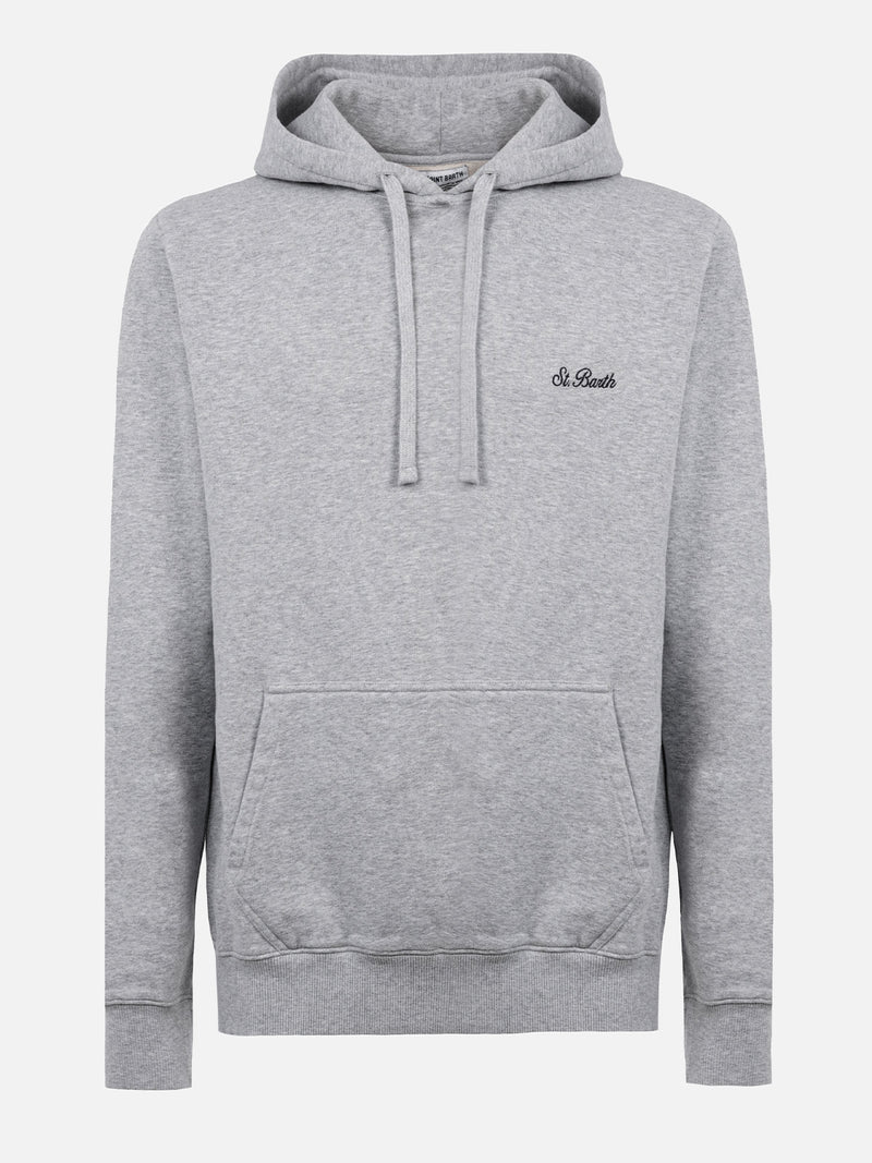 Graues Sweatshirt Tribeca für Herren in Melange-Optik mit St. Barth-Stickerei