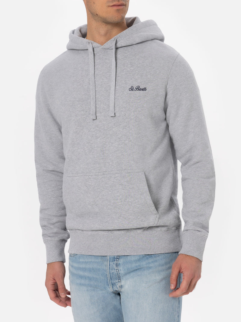 Graues Sweatshirt Tribeca für Herren in Melange-Optik mit St. Barth-Stickerei