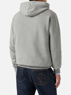 Felpa con cappuccio Tribeca grigia in cotone con monogramma SB Legacy