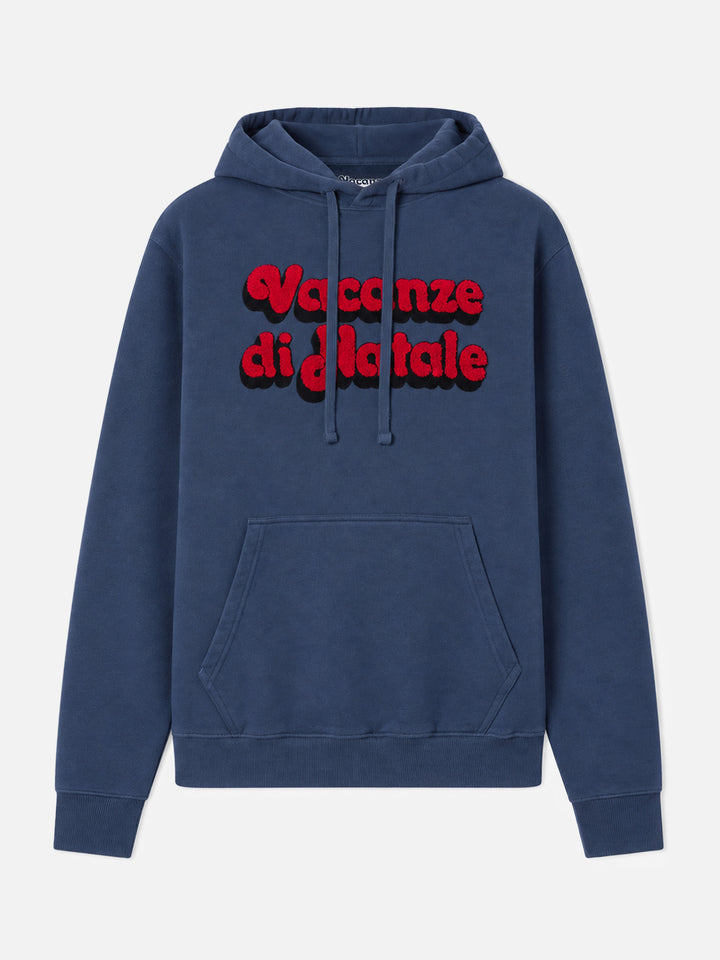 Sweat à capuche Tribeca en coton bleu avec broderie Vacanze di Natale | ÉDITION SPÉCIALE VACANZE DI NATALE 