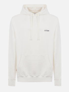 Felpa da uomo Tribeca off-white con ricamo St. Barth