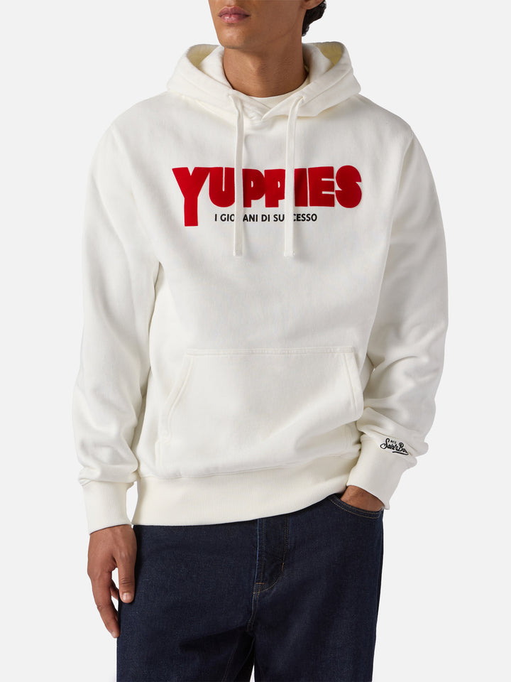 Felpa Tribeca in cotone bianco con cappuccio e stampa flock Yuppies | YUPPIES SPECIAL EDITION