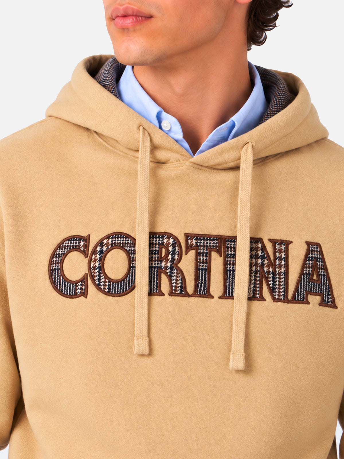 Tribeca beige hoodie with Cortina patch