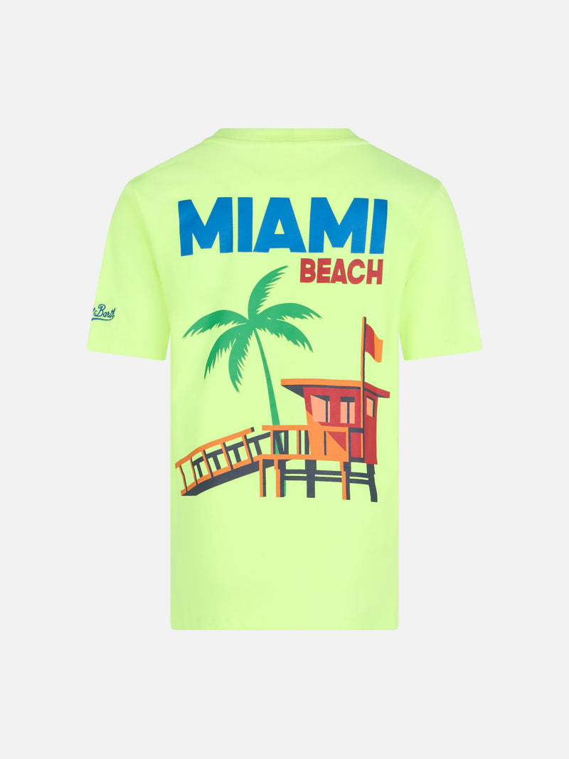 Boy cotton t-shirt with Miami Beach postcard print