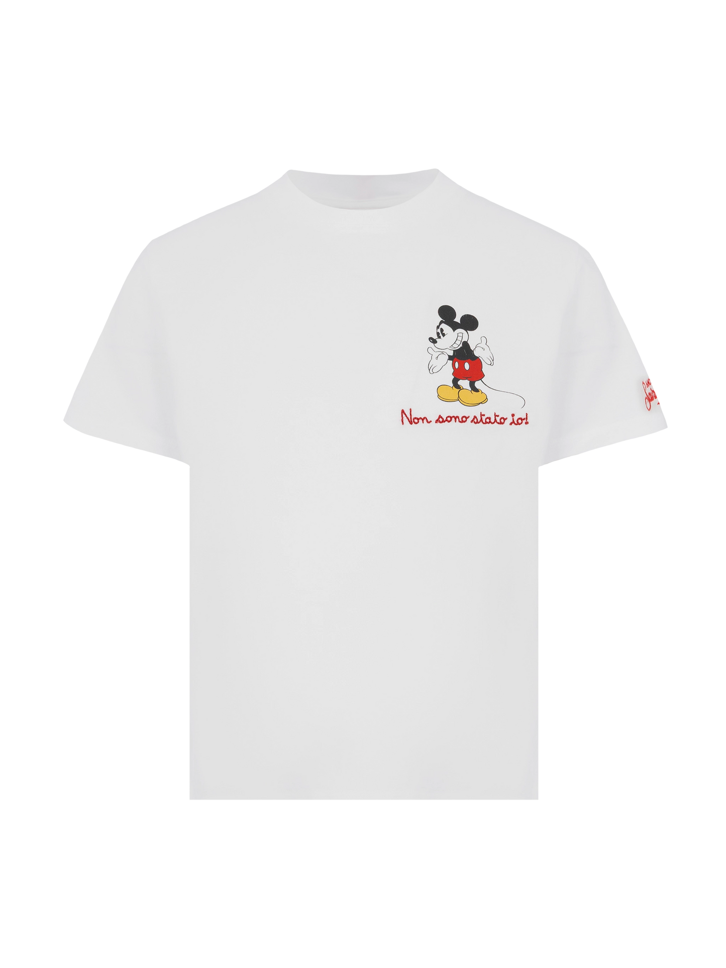 Cotton t-shirt with Non sono stato io embroidery and Mickey Mouse print | DISNEY® SPECIAL EDITION