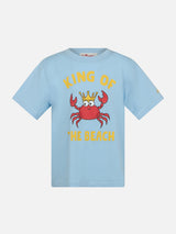 T-shirt da bambino in cotone con stampa granchio King of the Beach