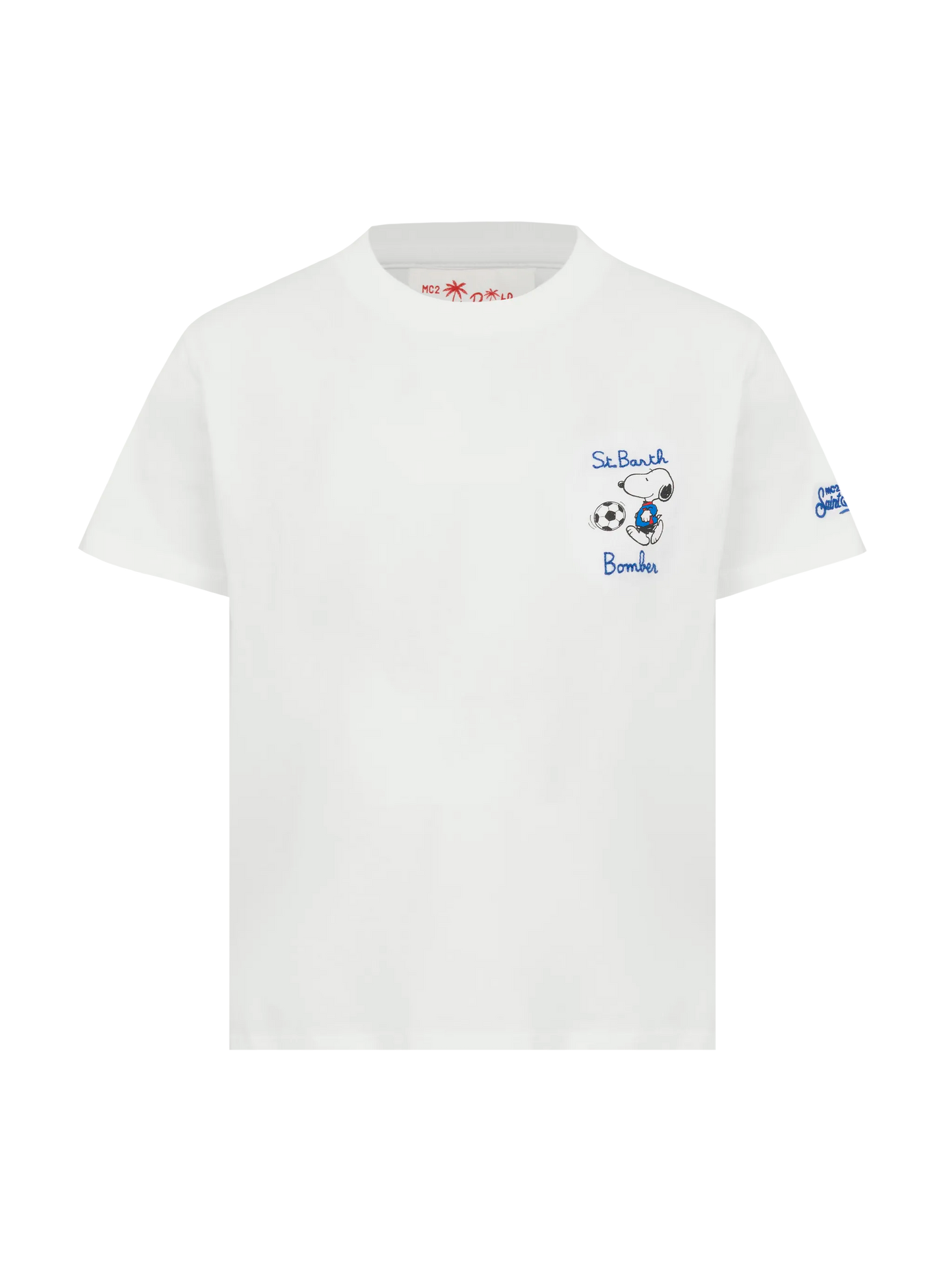 Cotton t-shirt with St. Barth bomber embroidery and Snoopy print | SNOOPY PEANUTS® SPECIAL EDITION