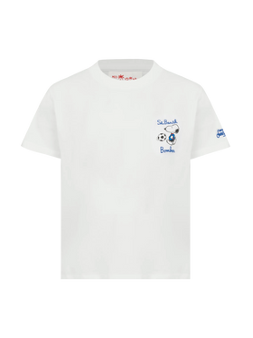 Cotton t-shirt with St. Barth bomber embroidery and Snoopy print | SNOOPY PEANUTS® SPECIAL EDITION