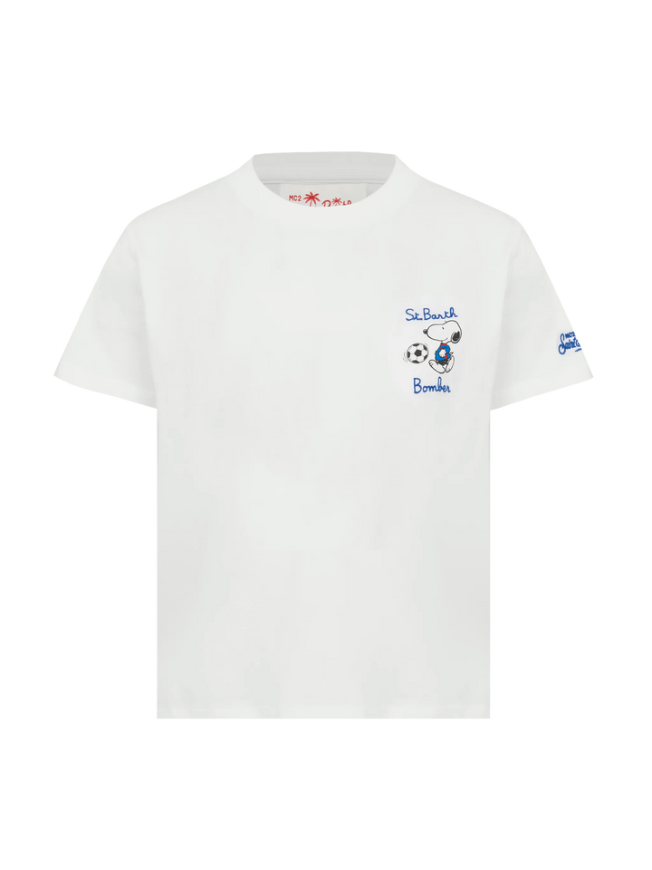 T-shirt in cotone con ricamo St. Barth bomber e stampa Snoopy | SNOOPY PEANUTS® SPECIAL EDITION