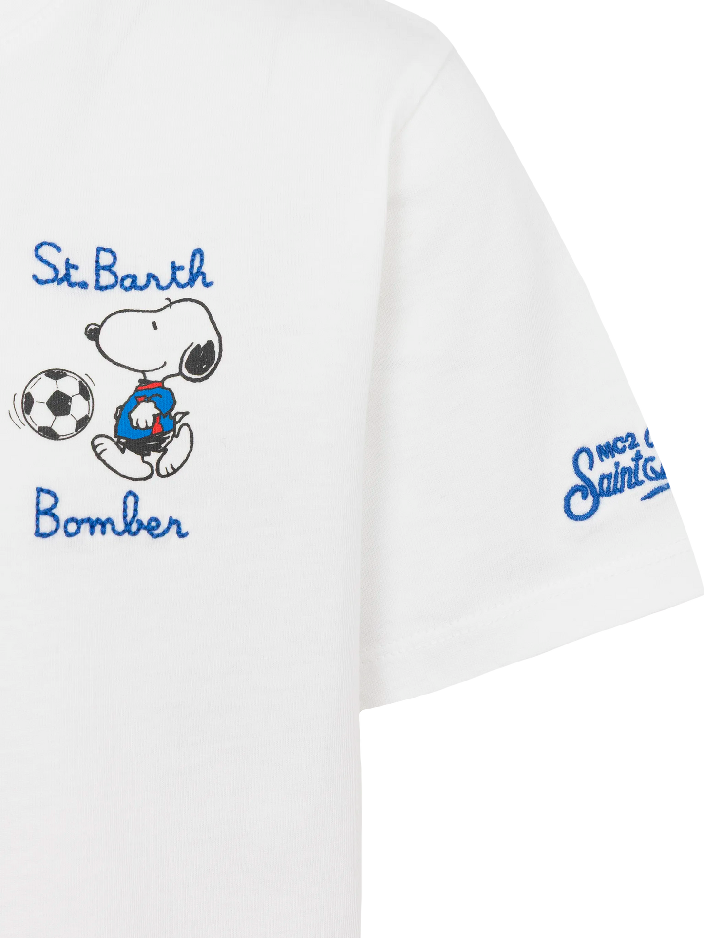 Cotton t-shirt with St. Barth bomber embroidery and Snoopy print | SNOOPY PEANUTS® SPECIAL EDITION
