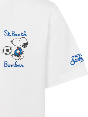 Cotton t-shirt with St. Barth bomber embroidery and Snoopy print | SNOOPY PEANUTS® SPECIAL EDITION