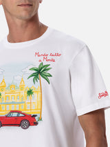 Herren-T-Shirt aus Baumwolle mit platziertem Montecarlo-Aufdruck und Stickerei