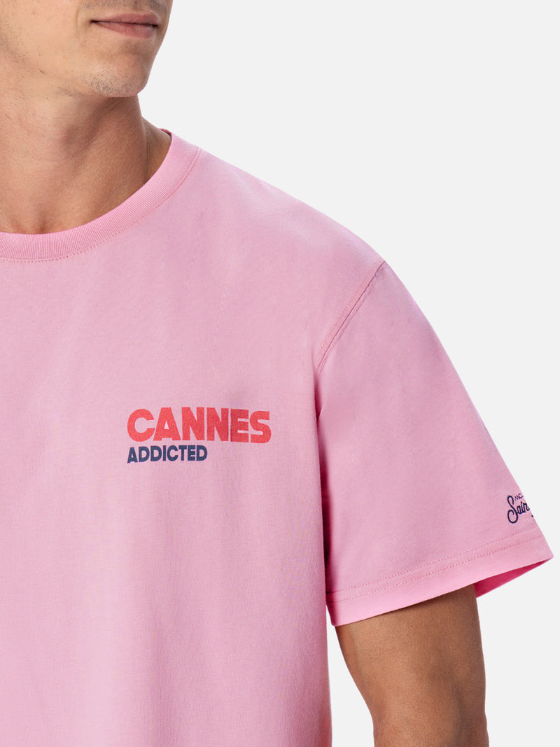 Herren-T-Shirt aus Baumwolle mit platziertem „Cannes Addicted“-Postkartendruck