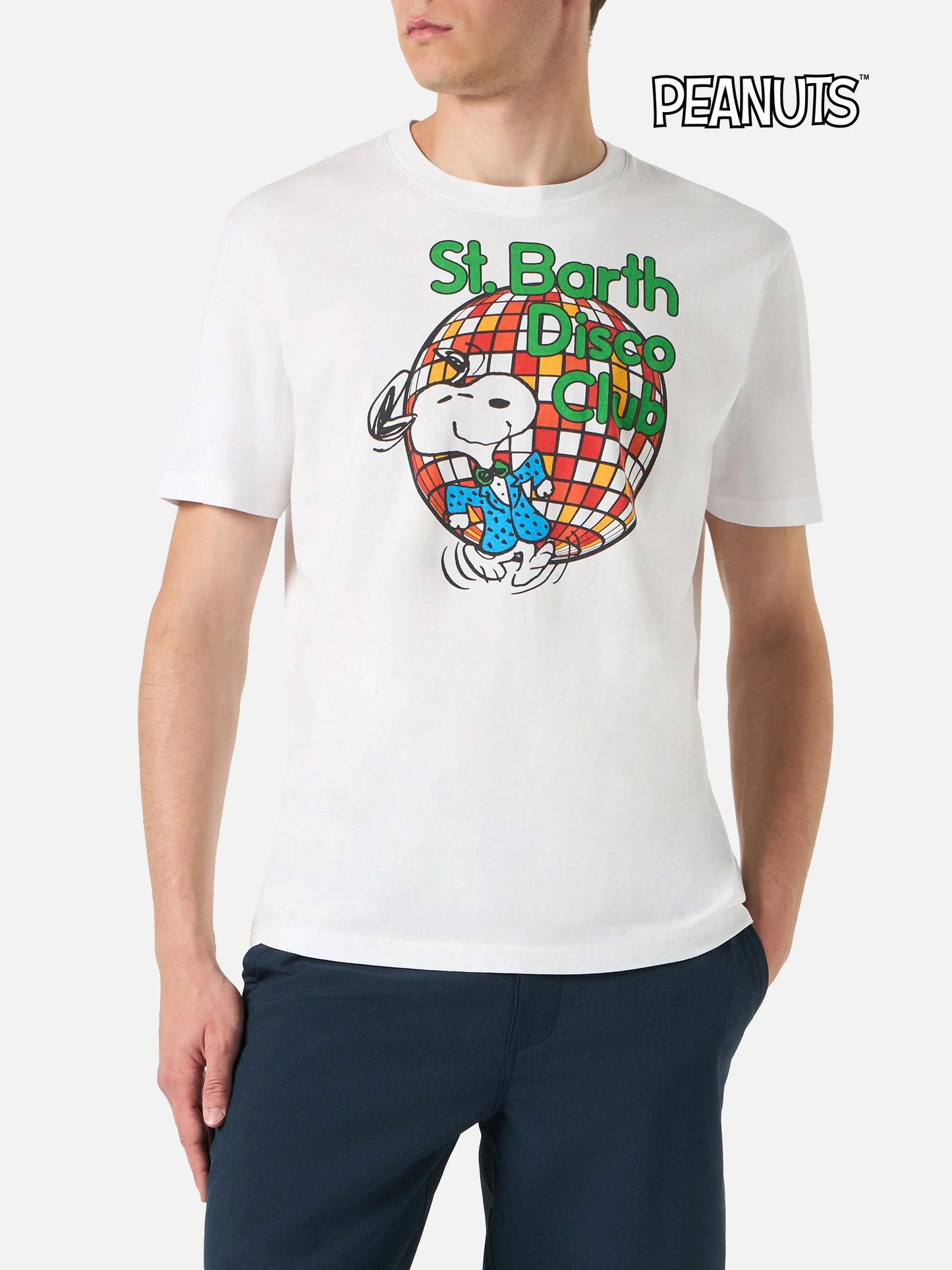 Man cotton t-shirt with St. Barth Disco Club and Snoopy print | SNOOPY - PEANUTS™ SPECIAL EDITION