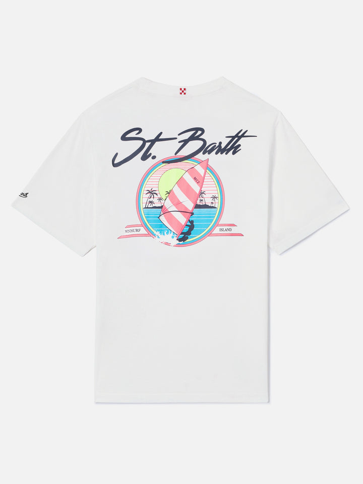 Herren-T-Shirt aus Baumwolle mit St. Barth-Surf-Print