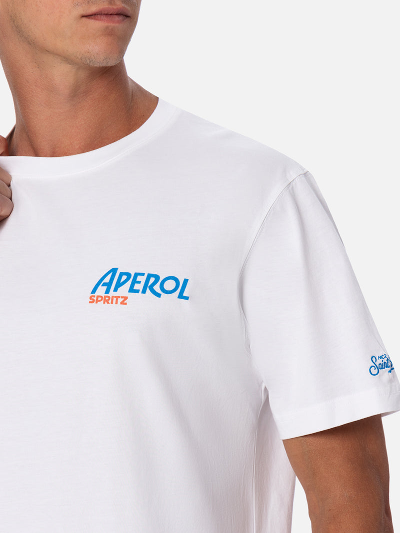 T-shirt da uomo in cotone con stampa Aperol Spritz fronte e retro | EDIZIONE SPECIALE APEROL