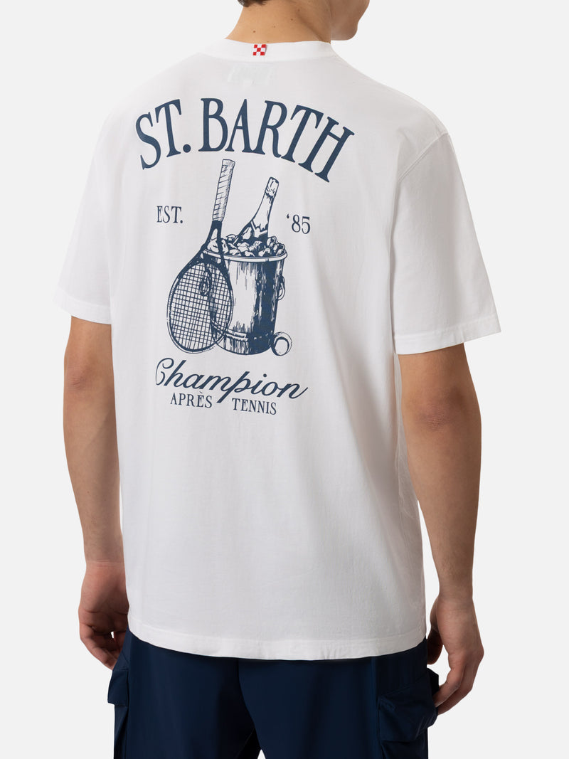 T-shirt Man in cotone con stampa St. Barth Tennis